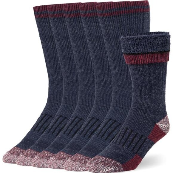 3 Pairs Men's Merino Wool Socks Casual Winter Cozy Thermal Socks, Blue - Picture 1 of 4